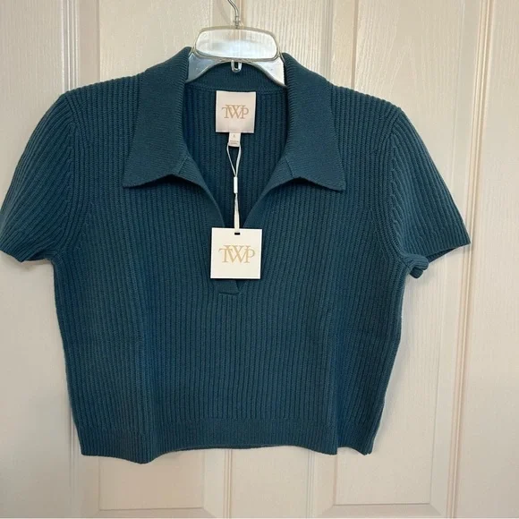 TWP Margaux Johnny Collar Cashmere Top in Junebug